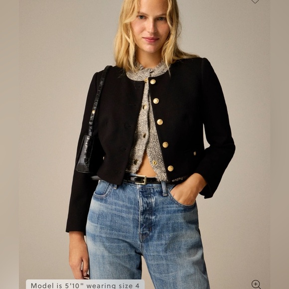 J. Crew Black Cropped Lady Jacket in Stretch Twill - Picture 1 of 6